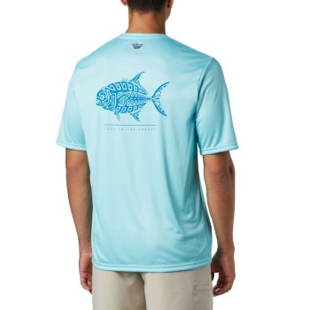 Columbia T-Shirt Heren, PFG Terminal Tackle Tribal Fish Short Sleeve Blauw, 47XIMZKEQ